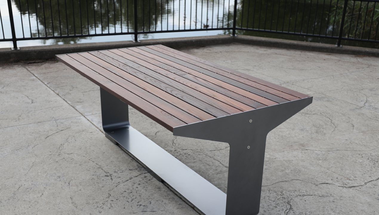 MTB-3000-00002: L-Series Table, Thermally Modified Ash Wood top