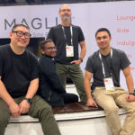 Maglin employees Chung, Vidu, Mike and Shane smile for the camera in the Maglin booth at ASLA 2025 in Washington DC.