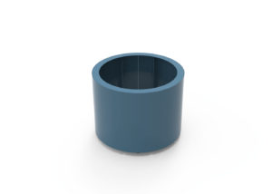 A blue, cylindrical, open-top container with smooth sides is shown on a white background.