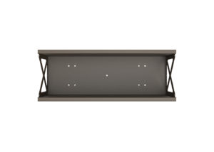 Rectangular metal shelf with side supports and multiple mounting holes, viewed from above against a white background.