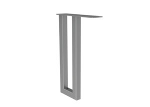 A single gray metal table leg with a rectangular top plate and two vertical rectangular supports.