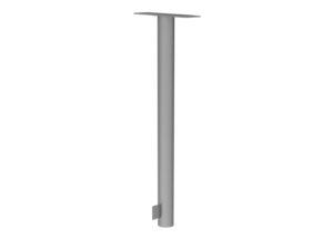 A vertical metal support post with a flat rectangular top plate and a small bracket near the bottom.