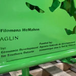 Close-up of custom artwork bike rack