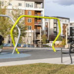 970 custom lasercut bench with park and swings