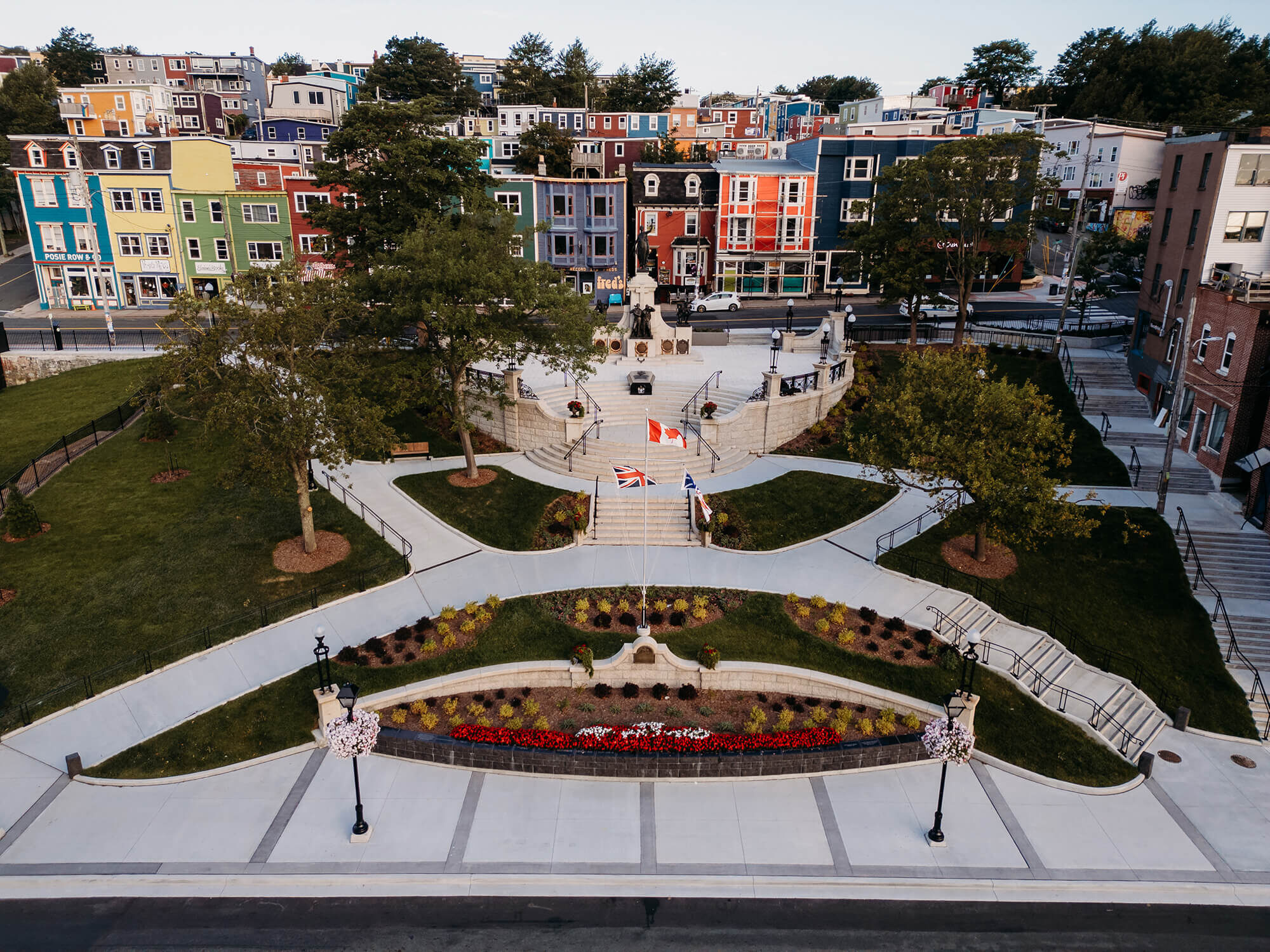 National War Memorial in St. John’s, Newfoundland, following centennial landscape refurbishment by Mills & Wright Landscape Architecture