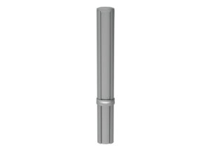 A cylindrical metal post with a seam in the middle, displayed against a white background.