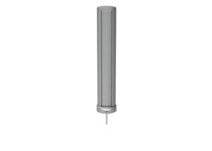 A cylindrical metal device with a rounded top and a short rod extending from the bottom, shown against a plain white background.
