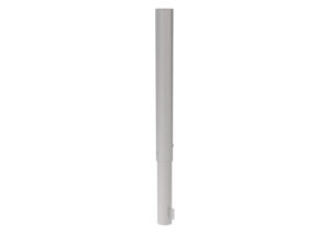 A gray cylindrical metal pole with a mounting bracket at the base.