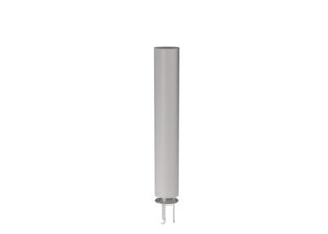 A cylindrical light bollard with a mounting base.