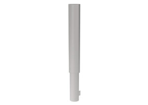 A cylindrical grey pole with a small mounting bracket at the base.